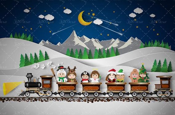 وکتور قطار وکتور برف وکتور کوهستان وکتور منظره برفی