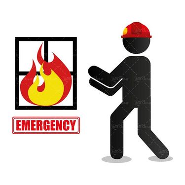 وکتور آدمک آتش نشان وکتور پنجره آتش گرفته