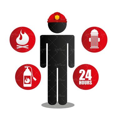 وکتور آدمک آتش نشان وکتور لوگو آتش نشانی وکتور لوگو 24 ساعته