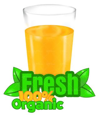 وکتور لیوان آبمیوه طبیعی وکتور برچسب 100 درصد ارگانیک