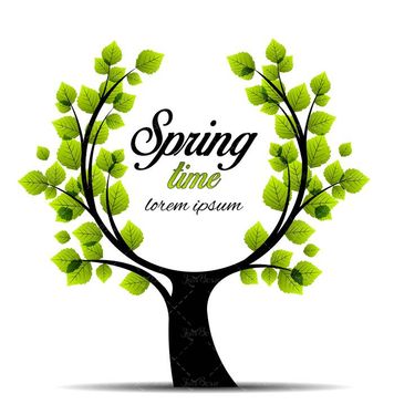 وکتور لوگو درخت وکتور درخت  بهاری وکتور برگ سبز