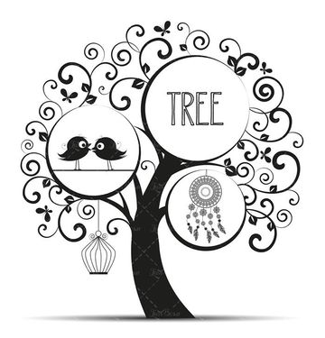 وکتور لوگو درخت وکتور درخت   درخت سیاه سفید1