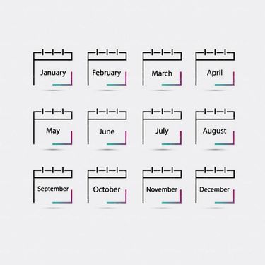 وکتور تقویم میلادی وکتور نام ماه های سال میلادی
