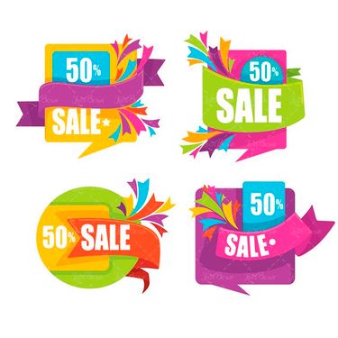 وکتور برچسب رنگی وکتور روبان گرافیکی وکتور لیبل فروش