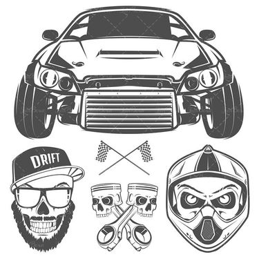 وکتور لوگو مسابقه ماشین دریفت وکتور کلاه ایمنی مسابقه