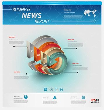 وکتور اینفوگرافی سه بعدی رنگی وکتور اینفوگرافی گرافیکی3