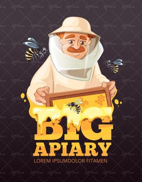 وکتور رنبور عسل سه بعدی وکتور زنبورداری وکتور شانه عسل