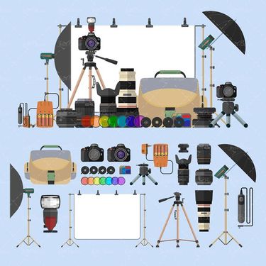 وکتور دوربین عکاسی حرفه ای وکتور فلاش دوربین1