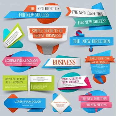 وکتور لیبل گرافیکی وکتور برچسب  رنگی سه بعدی