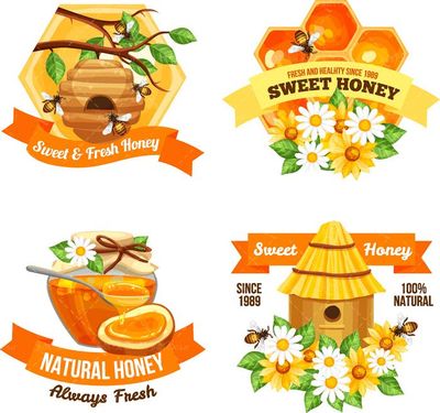 وکتور کندوی عسل وکتور شیشه عسل وکتور لوگو عسل