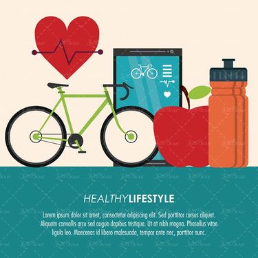 وکتور  بطری آب ورزشی وکتور دوچرخه وکتور نوار قلب