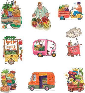 وکتور ماشین میوه وکتور قصاب وکتور گاری میوه فروش