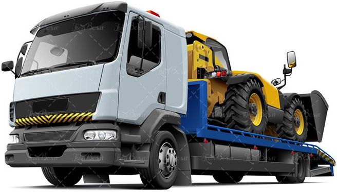 وکتور تریلی حمل ماشین آلات راه هسازی  وکتور هیجده چرخ