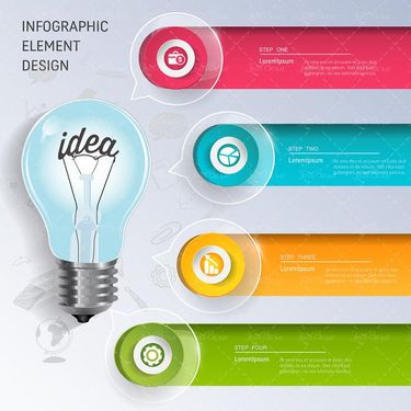 وکتور اینفوگرافی گرافیکی  وکتور لامپ صد وکتور چرخ دنده