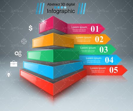 وکتور اینفوگرافی سه بعدی گرافیکی وکتور لیبل رنگی