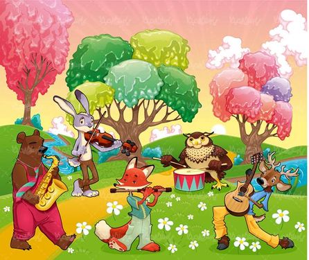 وکتور نقاشی کودکانه وکتور نقاشی  گروه موسیقی حیوانات