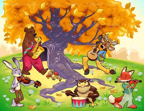 وکتور نقاشی کودکانه وکتور نقاشی  گروه موسیقی حیوانات1