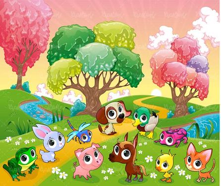 وکتور نقاشی کودکانه وکتور رودخانه وکتور نقاشی حیوانات1