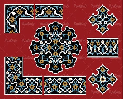 وکتور کاشی کاری وکتور تذهیب وکتور طرح کاشی کاری2