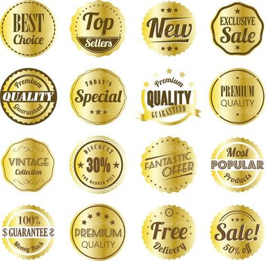 وکتور کادر  وکتور لیبل طلایی وکتور برچسب طلایی4