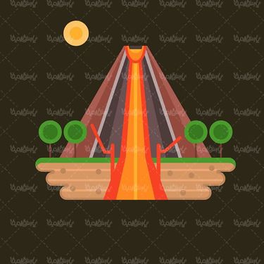 وکتور کوه آتش فشان وکتور درخت وکتور مواد مذاب2