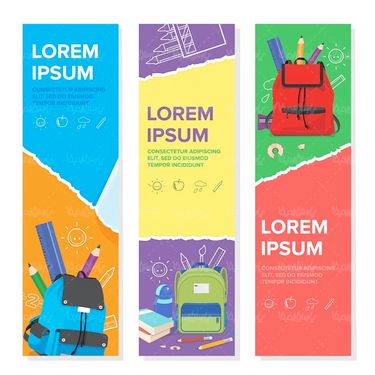 وکتور نوشت افزار وکتور بروشور وکتور کوله پشتی مدرسه