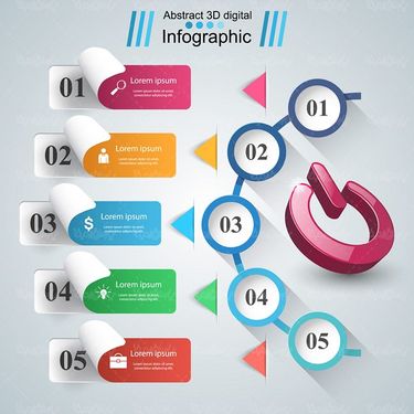 وکتور اینفوگرافی گرافیکی سه بعدی وکتور علامت پاور