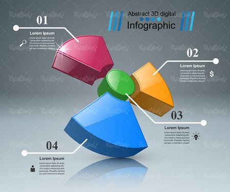 وکتور اینفوگرافی گرافیکی سه بعدی وکتور نمودار دایره ای سه بعدی1