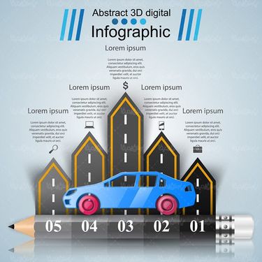 وکتور اینفوگرافی گرافیکی سه بعدی وکتور خودرو سه بعدی3