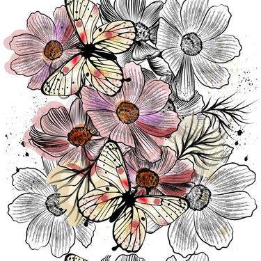 وکتور بک گراند گل  وبوته وکتور پس زمینه گل وکتور پروانه2