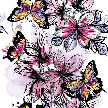 وکتور بک گراند گل  وبوته وکتور پس زمینه گل وکتور پروانه4