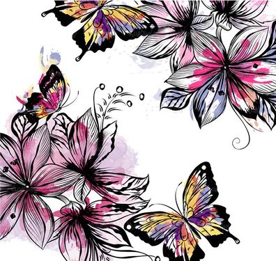 وکتور بک گراند گل  وبوته وکتور پس زمینه گل وکتور پروانه5