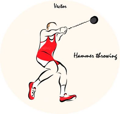 وکتور ورزش وکتور ورزشکار وکتور مسابقه پرتاب وزنه وکتور پرتاب چکش