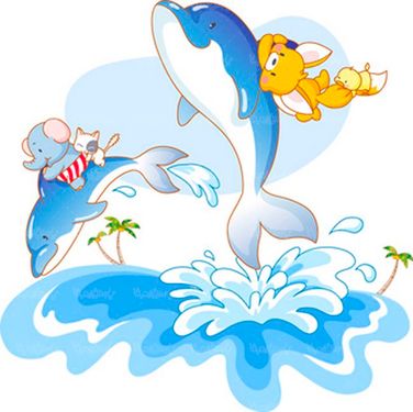 وکتور نقاشی کودکانه وکتور دلفین وکتور آب بازی حیوانات