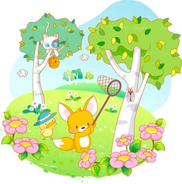 وکتور نقاشی کودکانه وکتور منظره وکتور درخت وکتور کندوی زنبور