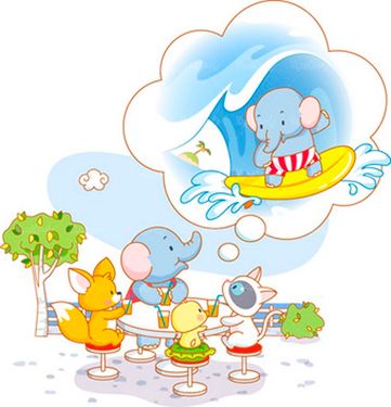 وکتور نقاشی کودکانه وکتور ابر فکر حیوانات وکتور میز