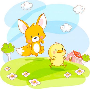 وکتور نقاشی کودکانه وکتور جوجه طلایی وکتور روباه