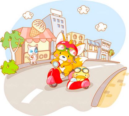 وکتور نقاشی کودکانه وکتور موتور سواری حیوانات وکتور برنامه کودک