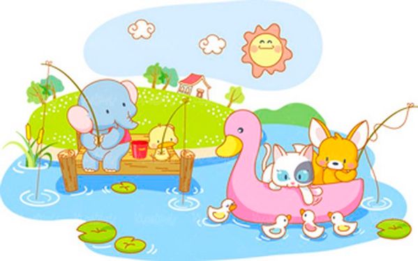 وکتور نقاشی کودکانه وکتور ماهیگیری وکتور آب وکتور برنامه کودک