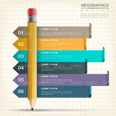 وکتور اینفوگرافی سه بعدی وکتور اینفوگرافی رنگی وکتور قلم وکتور مداد