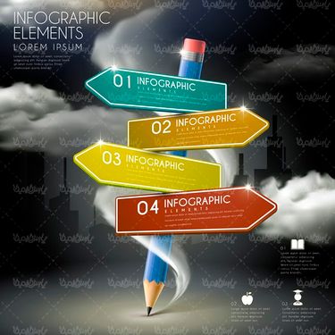 وکتور اینفوگرافی سه بعدی وکتور اینفوگرافی رنگی وکتور قلم وکتور مداد3