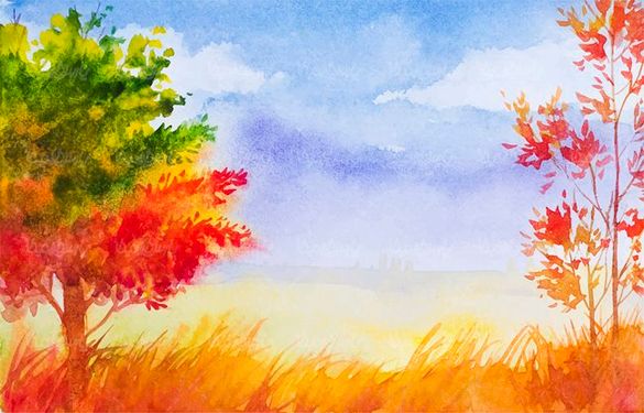 وکتور نقاشی منظره وکتور طبیعت وکتور چشم انداز پاییزی3