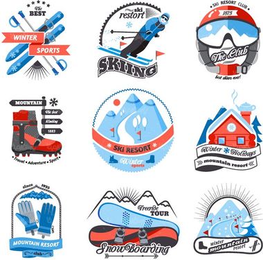 وکتور لوگو پیست اسکی وکتور لوازم ورزشی وکتور اسنوبرد