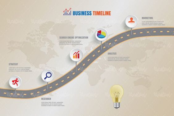 وکتور اینفوگرافی رنگی وکتور جاده وکتور لامپ صد