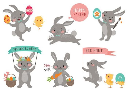 وکتور تخم مرغ رنگی وکتور خرگوش وکتور برچسب بهار