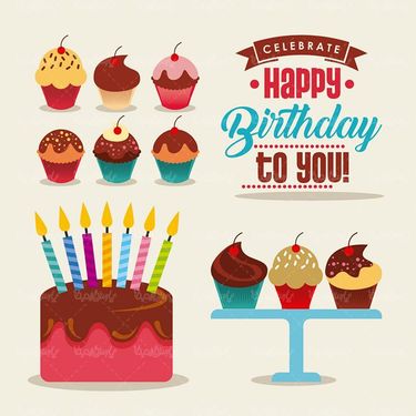 وکتور جشن تولد وکتور کیک تولد وکتور قنادی وکتور شمع تولد