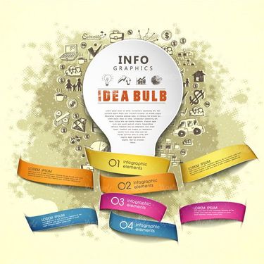 وکتور اینفوگرافی رنگی وکتور لامپ صد وکتور اینفوگرافی سه بعدی1