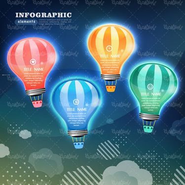 وکتور اینفوگرافی رنگی وکتور لامپ صد وکتور اینفوگرافی سه بعدی2