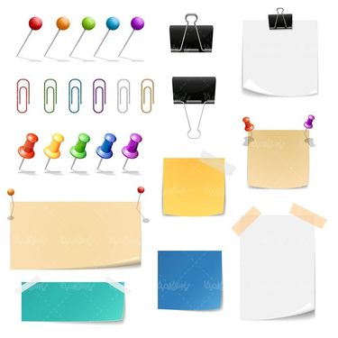 وکتور نوشت افزار وکتور لوازم التحریر وکتور گیره وکتور کاغذ یادداشت