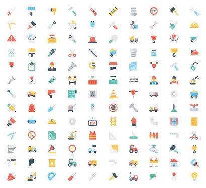 وکتور 100 آیکن وکتور آیکن ماشین آلات سنگین وکتور آیکن ابزار آلات